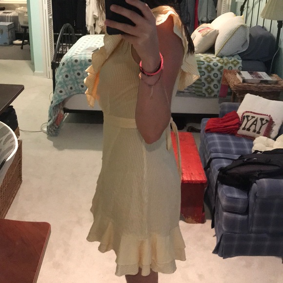 SAYLOR Yellow seersucker dress - Picture 2 of 5